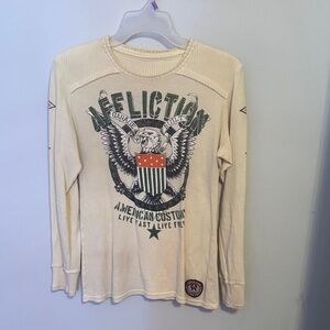 Affliction Cream Long Sleeve Graphic Top